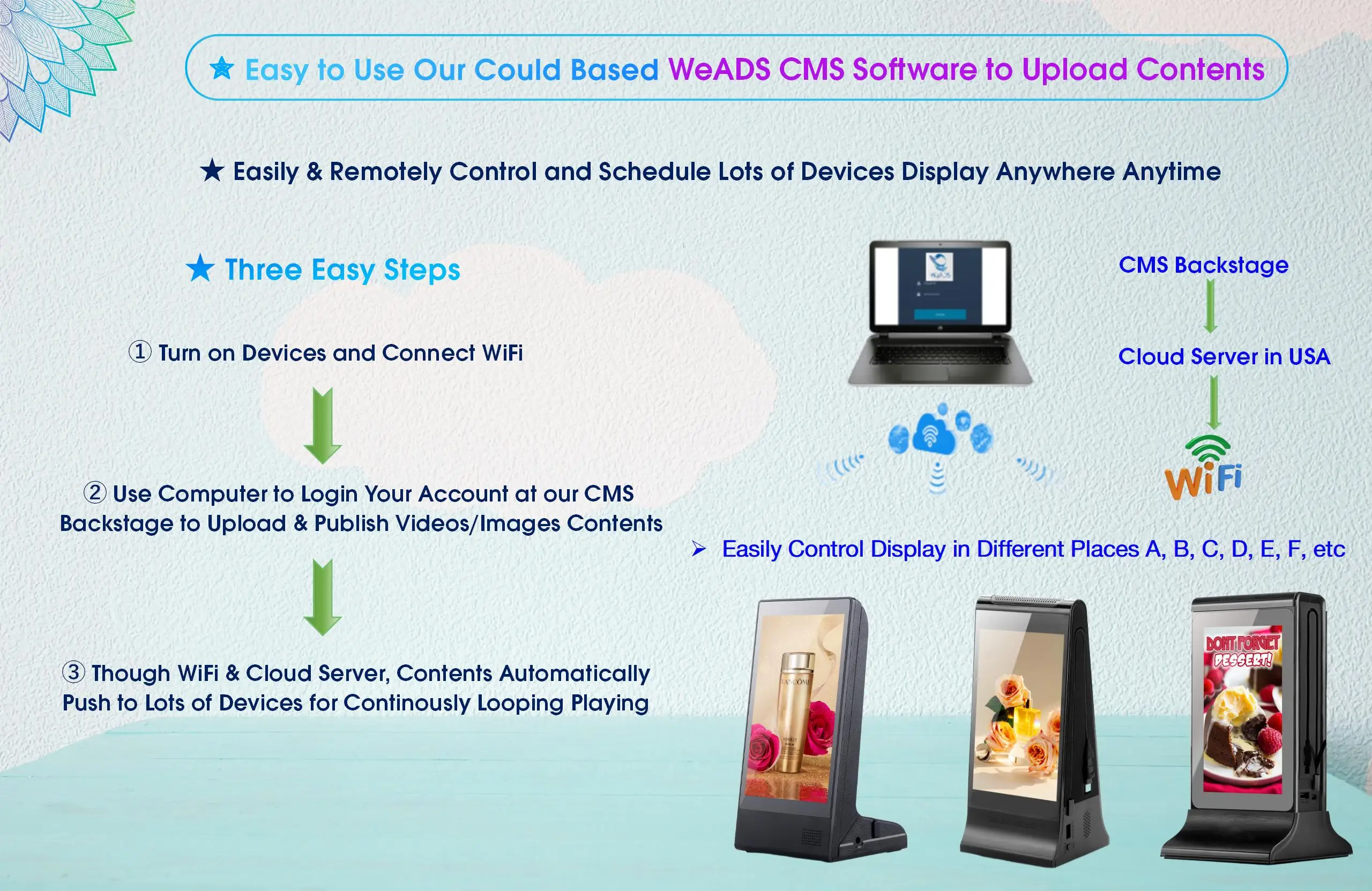 FYD-835E طاولة تعمل بالبطارية 7 بوصة تعمل باللمس مطعم القائمة الرقمية عرض لافتات شاشات الإعلان الصغيرة لاعب #5