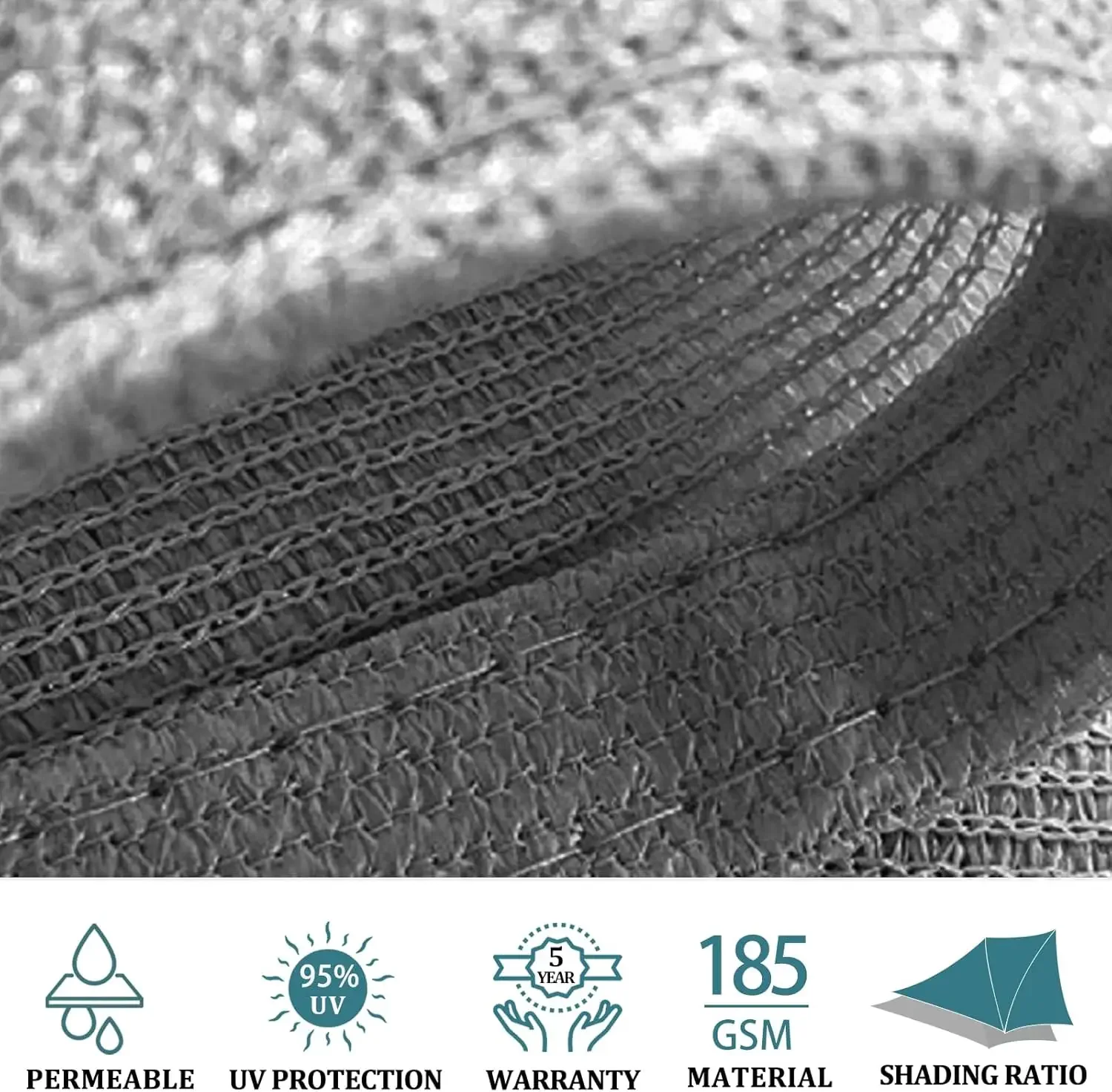 Toldo rectangular de vela parasol, 20 pies x 20, parasol para patios, color gris claro