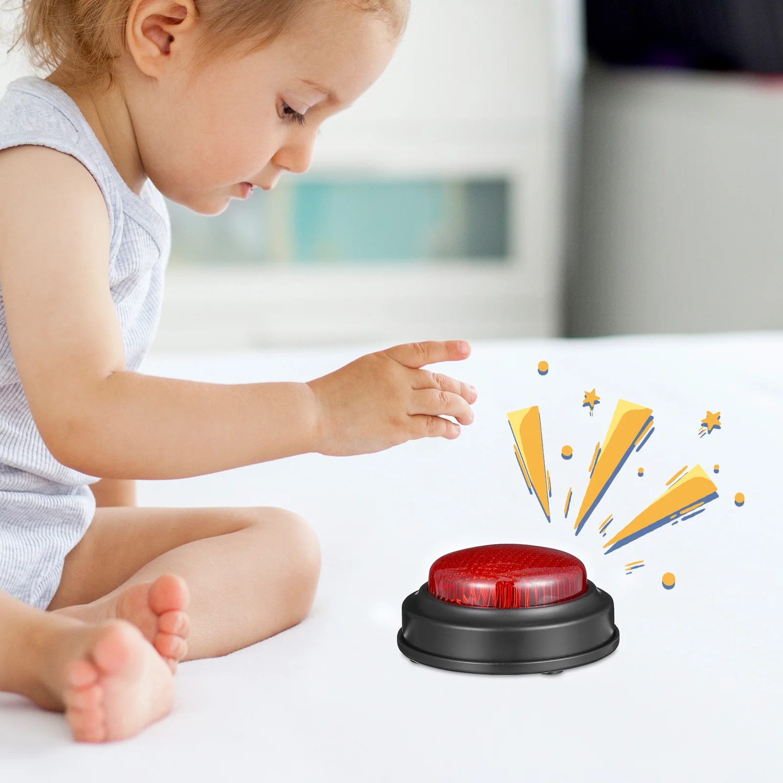 1 szt. Przycisk Alarmowy z Efektem Świetlnym, Rekwizyt do Psikusów na Imprezy, Przepychaczka, Prezent dla Dorosłych i Dzieci, do Biura, na Wesela i Imprezy