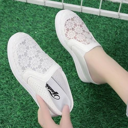 Ricama pantofole di fiori Creepers da donna esterno Air Mesh Mules scarpe sandali con plateau traspirante punta chiusa scivoli infradito