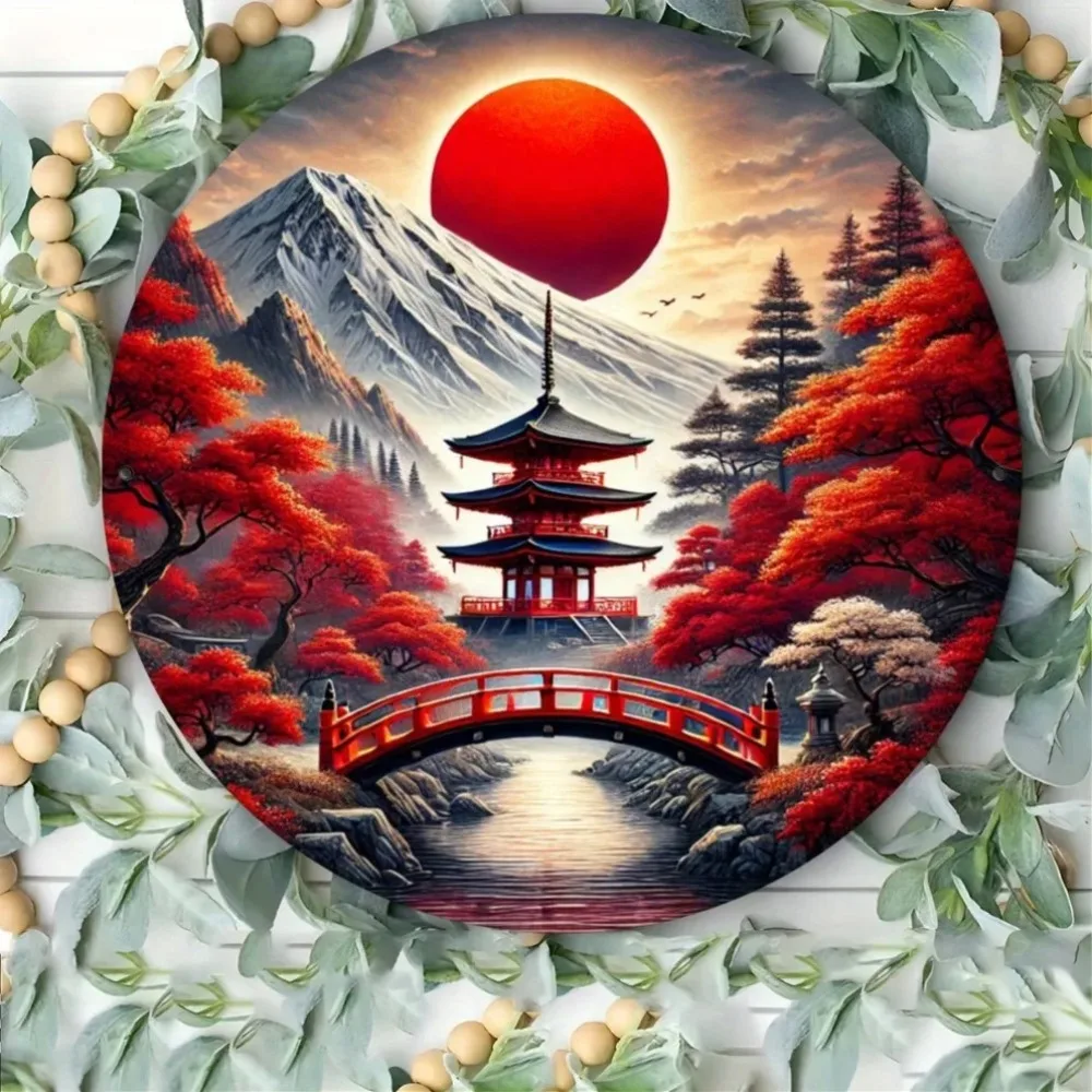 Placa de templo antiguo de estilo japonés 2D, 1 unidad, letrero decorativo multifuncional adecuado para hogares y cafés, decoración de regalo de vacaciones, 1 ud.