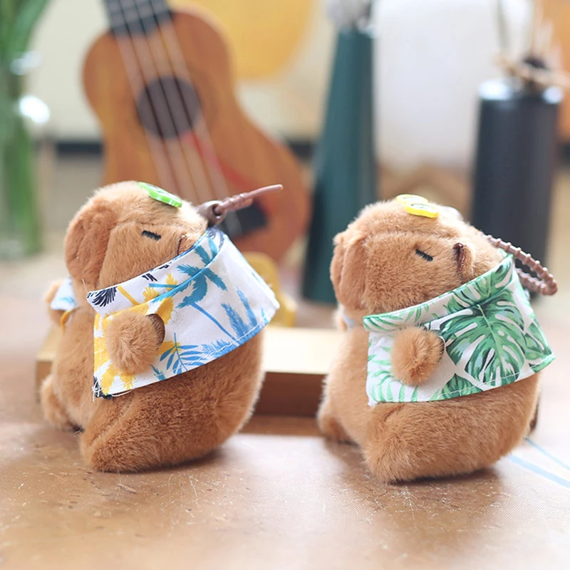 14cm Summer Day Capybara Plush Simulation Capibara Anime Fluffty Toy Cute Doll Stuffed Animals Soft Doll Decorative Bag Keychain