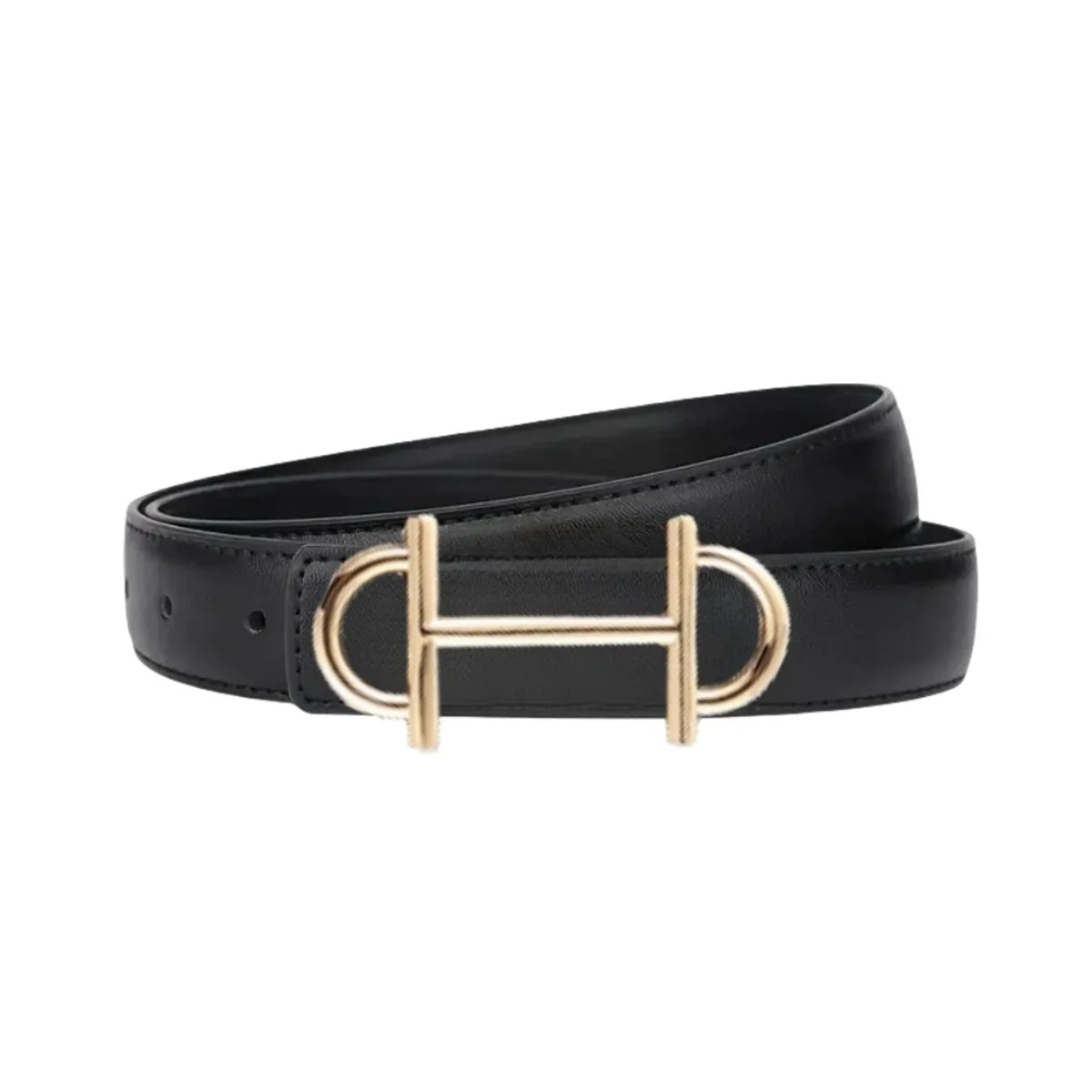 Chic Women Thin Waist Belt Classic Gold Hollow Hardware Buckle Waistband Daily Decor Strap For Jeans Skirt Office Casual Street
