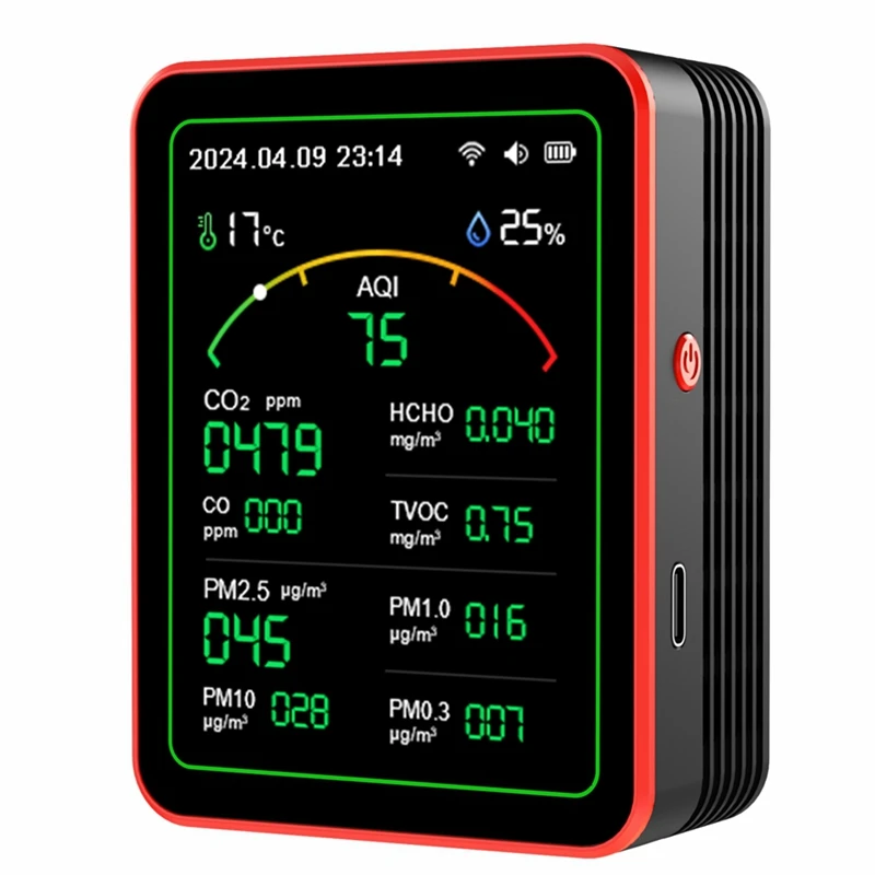 

【Горячий торт】15 в 1, портативный детектор качества воздуха TVOC HCHO, PM2,5 PM10 PM1,0 PM0,3, тестер температуры и влажности, мульти-часы
