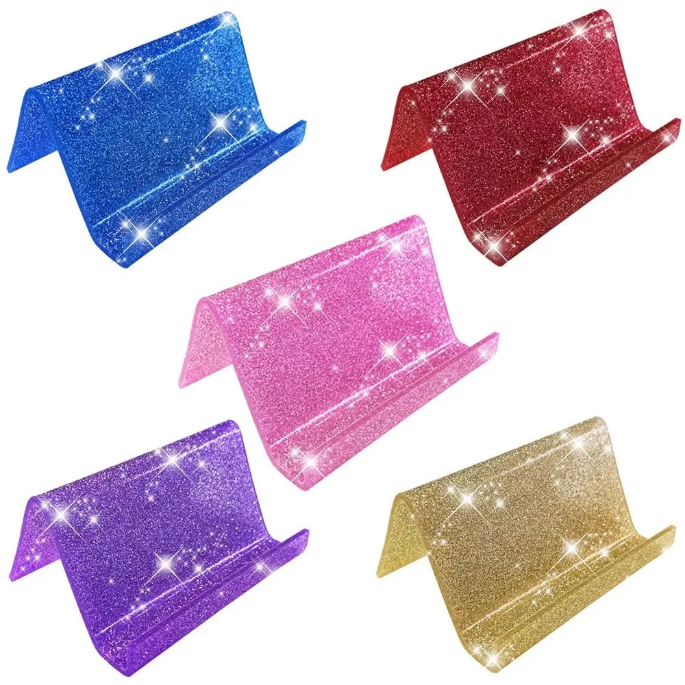 Glitter Color Business Card Holder Acrylic Multi-color Card Display Shelf Tabletop Accessories Office Desk Organizer