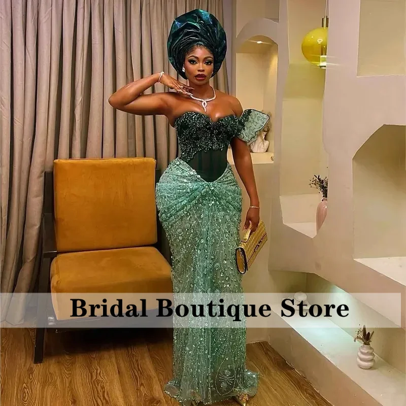 فستان زفاف نيجيري تقليدي فاخر مطرز بالدانتيل فساتين استقبال الزفاف فستان عيد الميلاد الأفريقي Asoebi فستان رسمي للحفلات #1