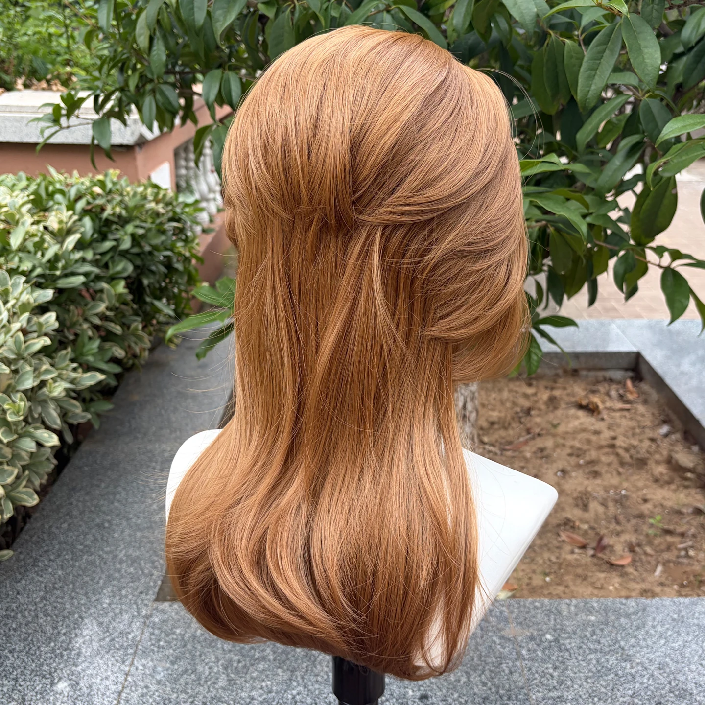 Golden Brown Widow's Peak 13×4 Synthetic Lace Front Wigs Glueless Lace Synthetic Hair Wig for Cosplay Wolf Tail Wig for Men