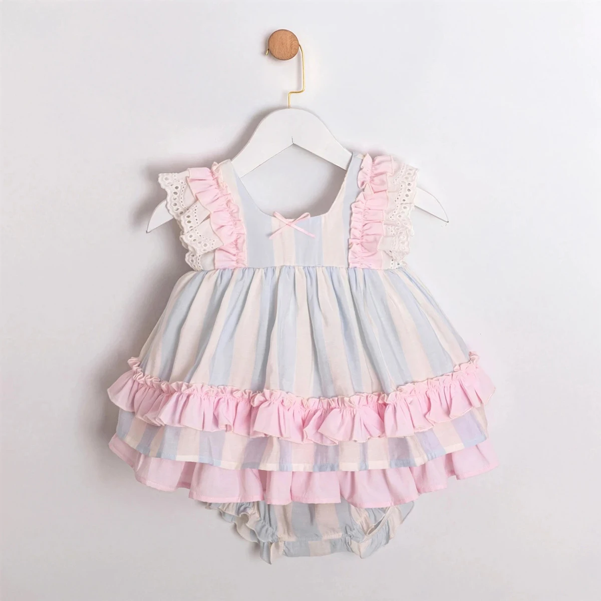 Summer Girl's Sweet Pink Blue Striped Dress Shorts For Casual Party Birthday Wedding Photography