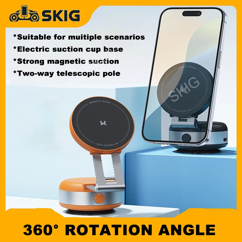 Wireless 360°rotatable vacum car holder For iPhone Samsung Xiaomi magnetic car mount vacuum phone holder soporte movil coche