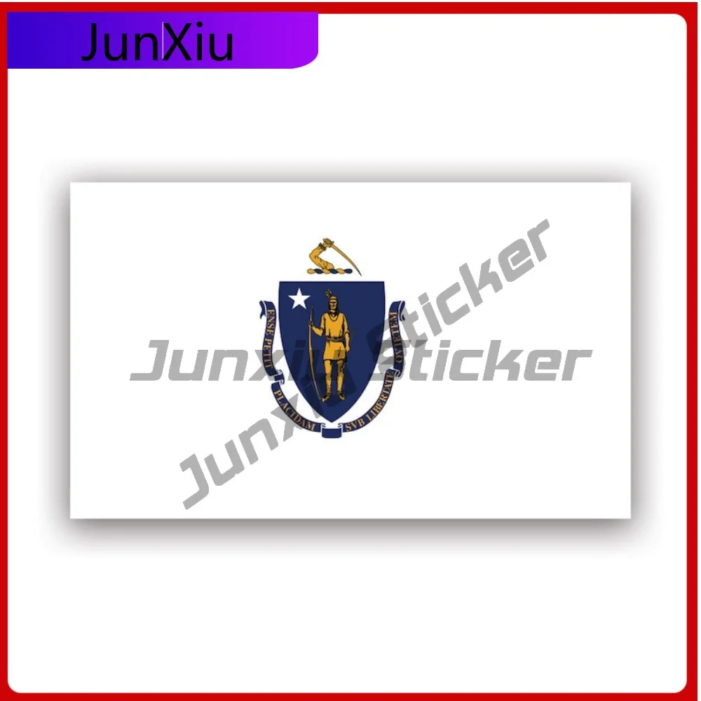 

Massachusetts Flag Sticker Waterproof Outdoor Decals Cool Laptop Waterproof Vinyl Decal For Motorcycle Helmet Decor Fun Sticker