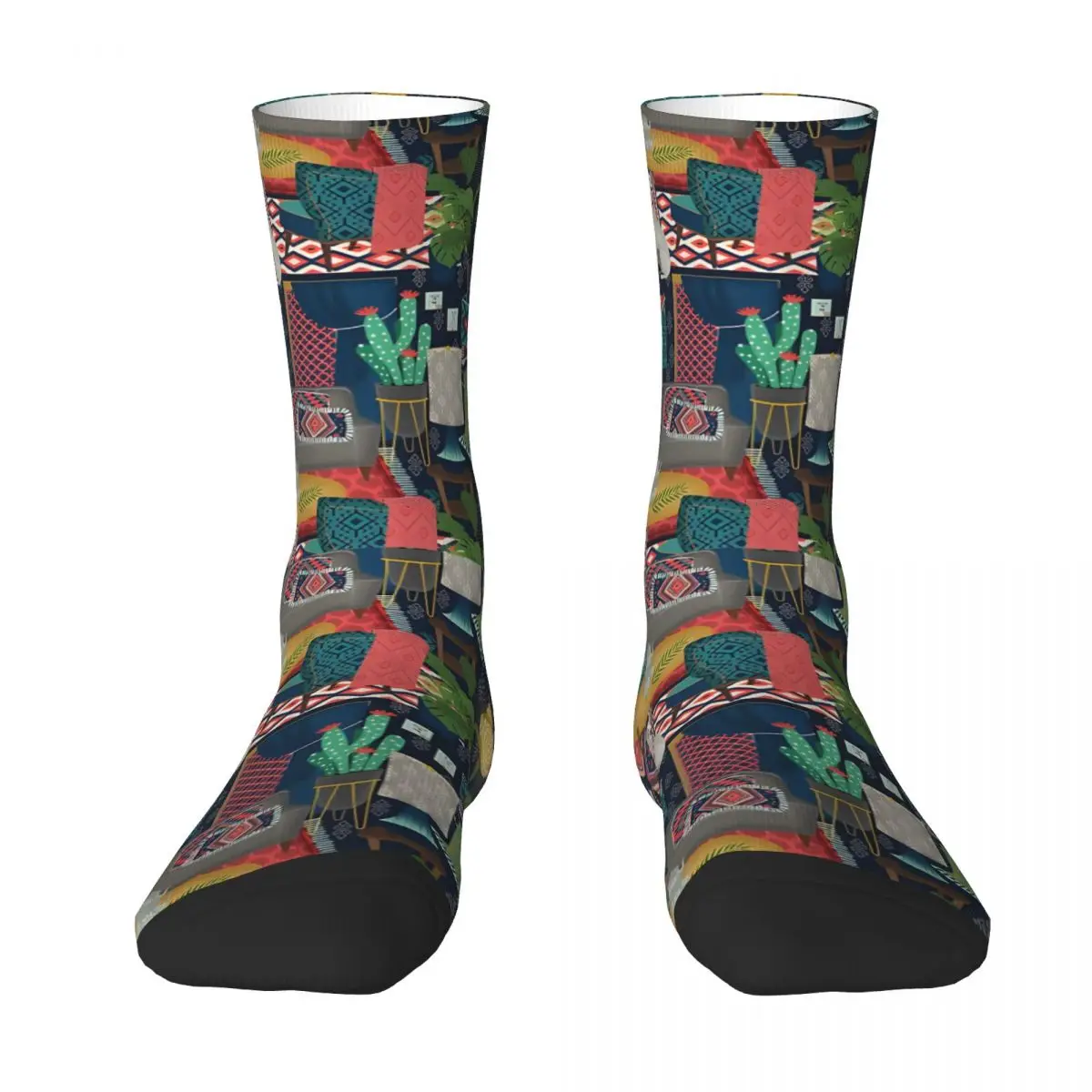 Vintage Bohemian Whippet Repeat Men's Socks Unisex Hip Hop Pattern Printed Funny Crew Sock Gift