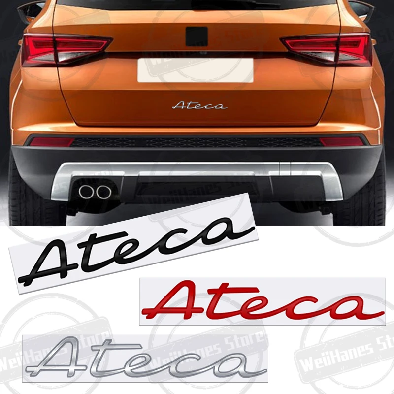 Metal Ateca Rear Letter Badge 3D Emblem Chrome Logo Glossy Black Silver Copper Accessories Sticker