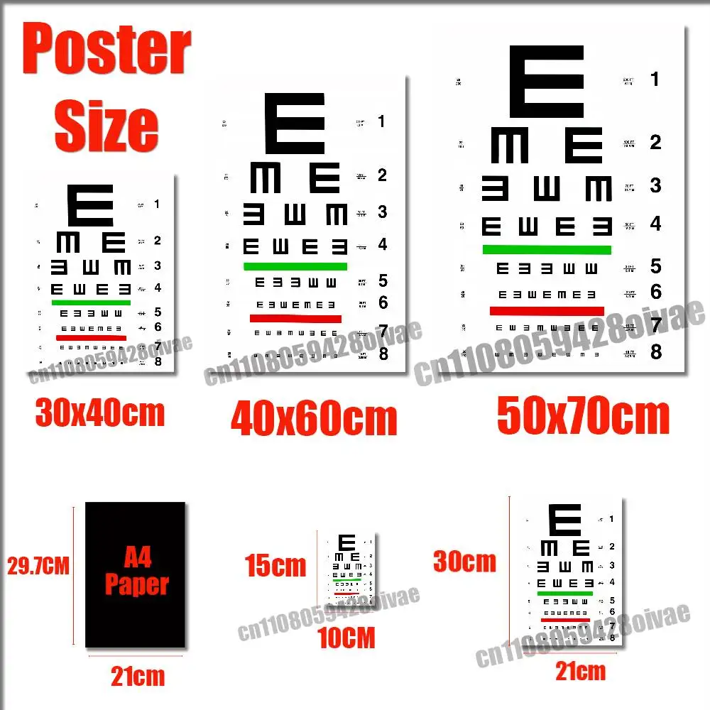 For Medical Eye Test Snellen Chart Vision Test Chart Poster Wall Murals Paper Home Self-adhesive Sticker Playbill Cover