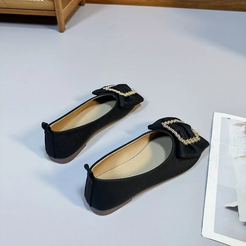 New Elegant Leather Spring Autumn Handmade Flats Ballerina Shoes Women Loafers Comfortable Soft Leather Flats Shoes Plus Size 43 image 5