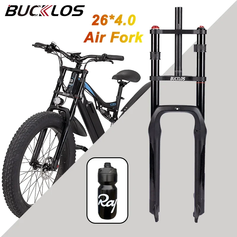 BUCKLOS 26*4 Downhill Bike Suspension Fork 180mm Travel Beach Fat Bicycle Air Fork Double Shoulder MTB DH Fork Cycling Parts