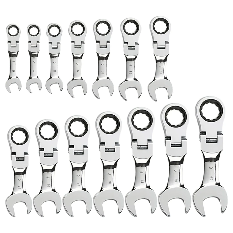 Flexible Head Ratchet Wrench 72Tooth Short Handle Hand Combination WrenchSpanner