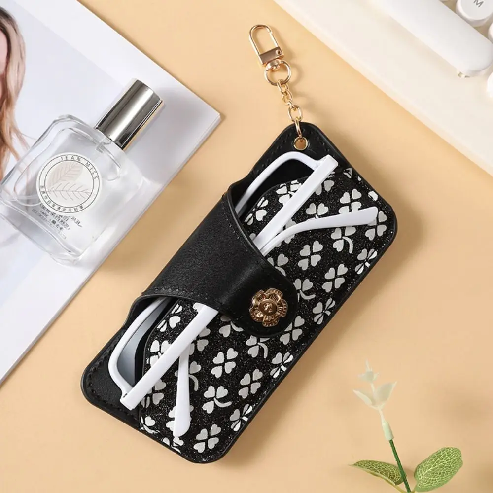 حامل نظارات أنيق، حافظة نظارات شمسية بإبزيم ناعم، غطاء حماية من جلد البولي يوريثان، صندوق نظارات محمول للفتيات #4