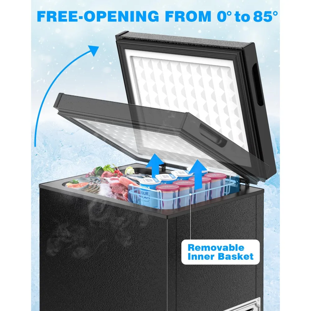 1.8 Cu.Ft Freezer dada dengan keranjang yang dapat dilepas dan bawah pengeringan air beku berdiri bebas atas pintu terbuka, Freezer dalam untuk rumah