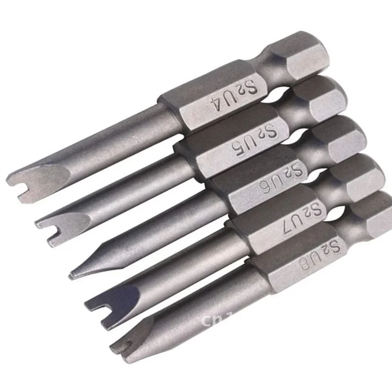 Tamper Proof Screwdriver Drill Bit Set 5Pcs Hex Shank Magnetic U Shaped Security 1/4 inch Driv