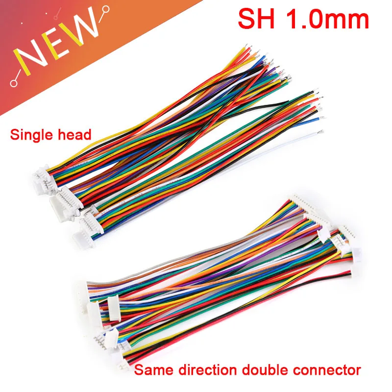 10 SZTUK JST SH 1.0mm Gniazdo żeńskie Złącze przewodu wtykowego SH 1mm 2 3 4 5 6 7 8 Pin 10CM 28AWG Przewody elektroniczne Kabel