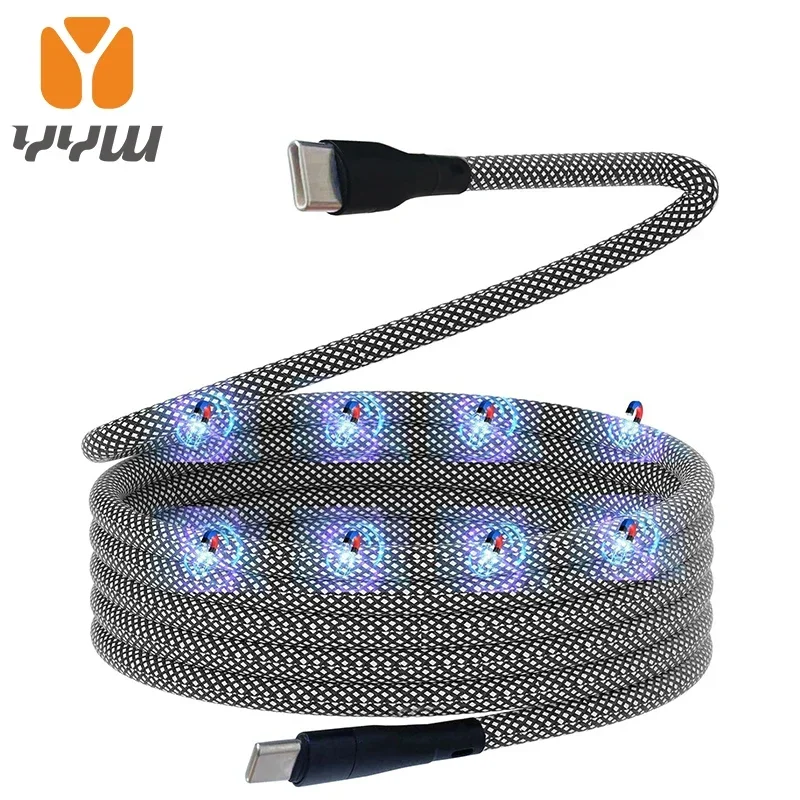 Cable de datos de almacenamiento magnético, portátil, carga superrápida, plegable, automático, Lightning, TYPE-C