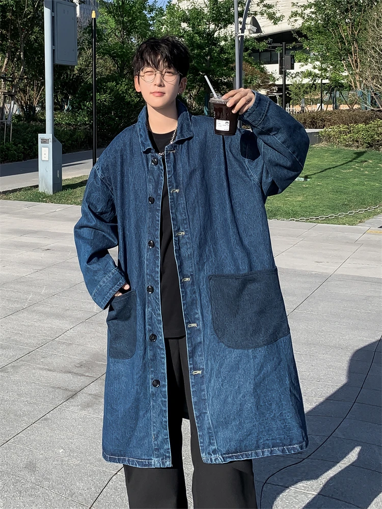 Abrigo Trench para Hombre, Estilo Vampiro, con Acabado de Gamuza, Largo hasta el Tobillo, Color Café, con Detalles de Flecos, Lujoso y Suave, para Salir de Noche