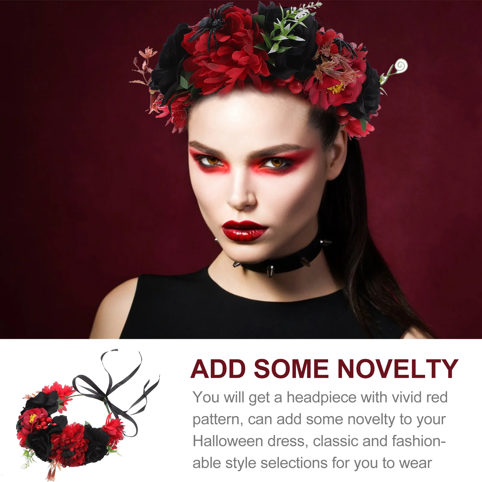 1 Pezzo Corona di Fiori, Fascia per Capelli alla Moda, Ghirlanda Floreale Artificiale per Donne e Ragazze, per Spose, Damigelle, Feste, Natale, Halloween