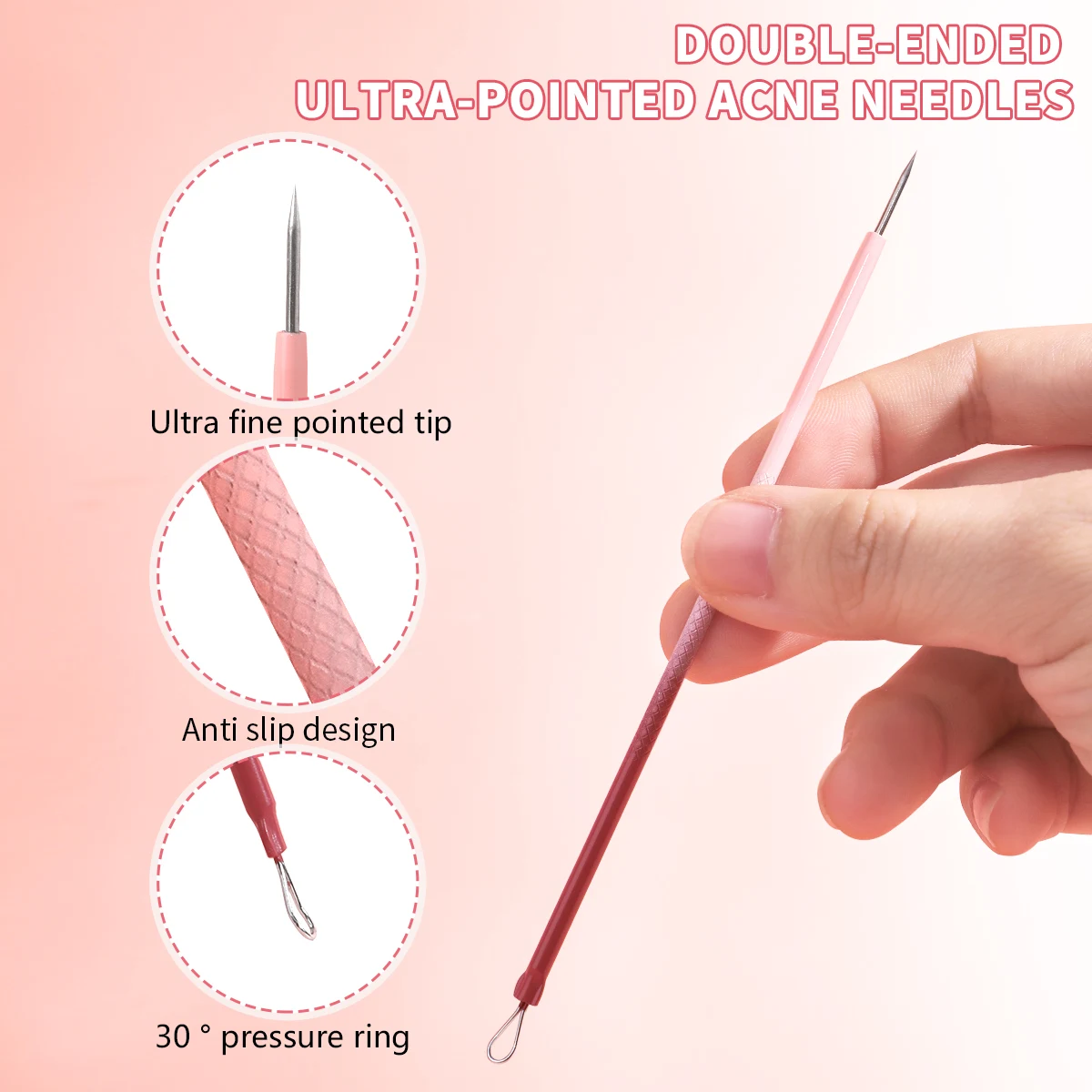 3-delige acne-naald, ultrafijne acne-naald voor het verwijderen van mee-eters en het gezichtsreiniging van acne, professioneel schoonheidshulpmiddel.