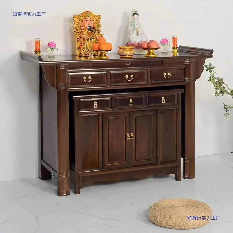 Solid Wood Buddhist Offering Table Modern Simple New Chinese Style Household Incense Burner Stand Buddha Altar for Home