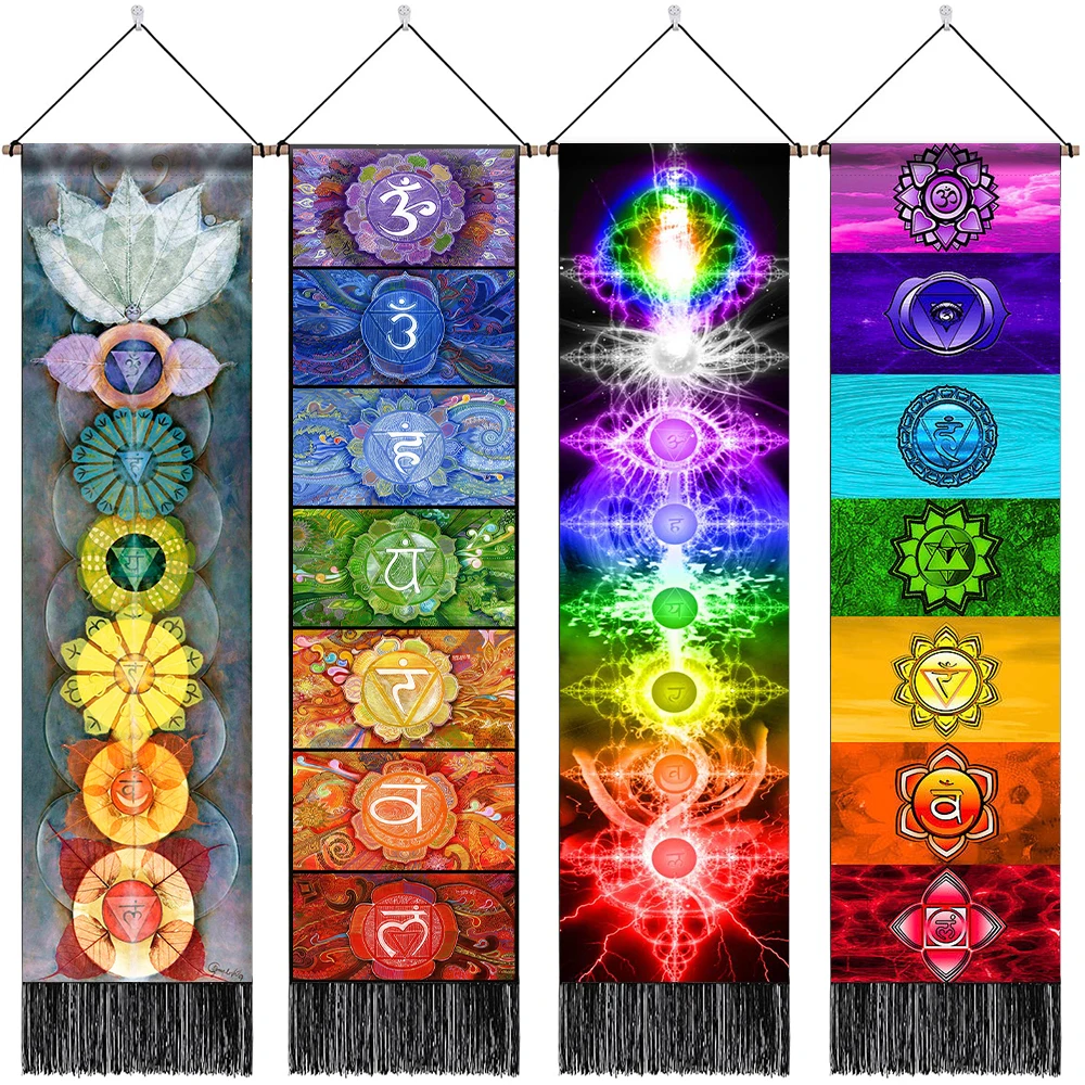 

Seven Chakra Tapestry Wall Hanging, Yoga Meditation, Hippie, Psychedelic, Chakras Tapestries for Bedroom, Living Decoration