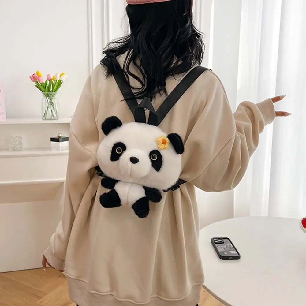 Casual Stuffed Animals Panda Backpack Plush Toy Fluffy Plush Shoulder Bag Cute Cartoon Soft Schoolbags Coin Purse