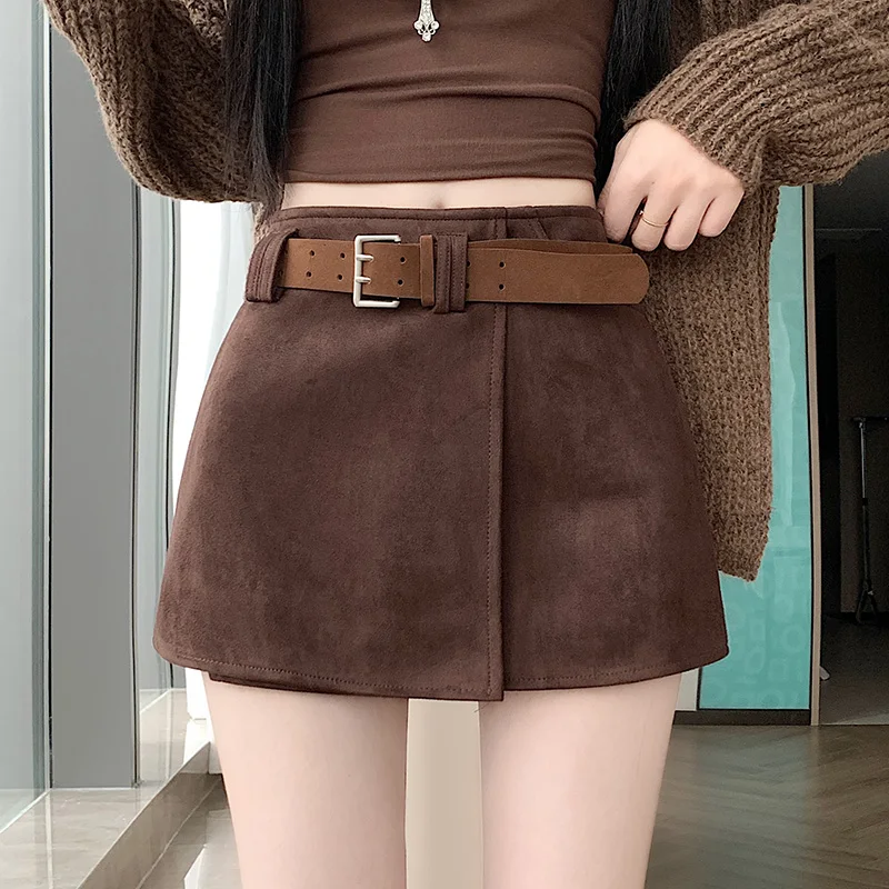 

Vintage Mini Skirts For Women 2025 Autumn Winter Sexy Y2k Solid High Waist Bodycon A-line Shorts Women's Skirts