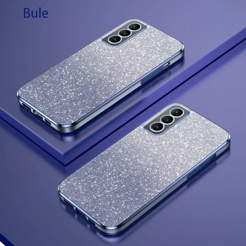 For Samsung S21 Case Galaxy S21FE Phone Case Galaxy S21 Plus S21 Ultra Luxury Gradient Glitter Plating Silicone Back Cover Case