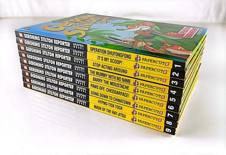 9 Volumes Geronimo Stilton Reporter Graphic Novels Picture Storybook Kids English Bridge Chapter Comic Book Hard Cover Age 5+