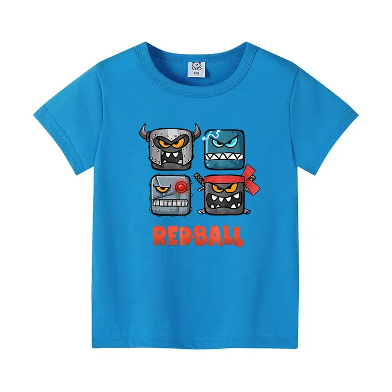 Red Ball Print Summer Kid Hot Sale Cartoon T-Shirts Funny Game Girls Clothes Baby Boys Fashion Tee Casual Children Tops