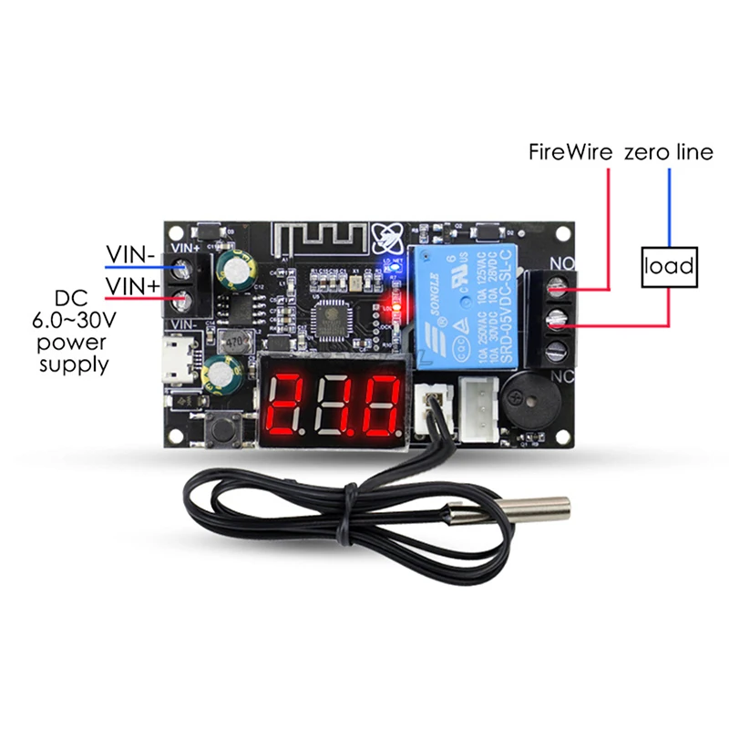 Remote WIFI Thermostat High Precision Temperature Controller Module Cooling And Heating APP Temperature Collection HighLow Alarm