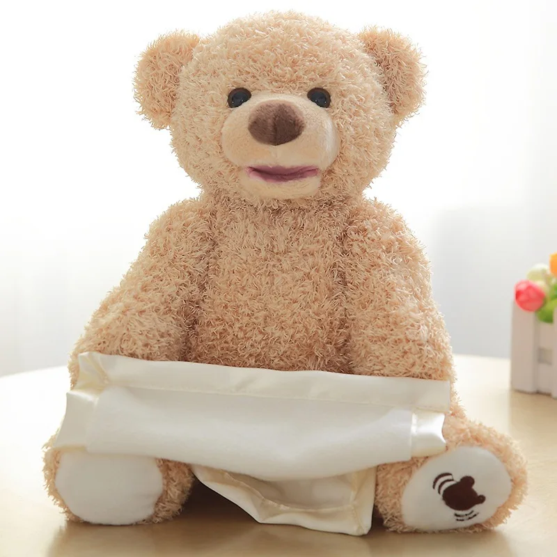 Baby Entertainment Peek-a-boo Bear Talking Chargeable Shy Face Teddy Bear Motorized Plush Toys