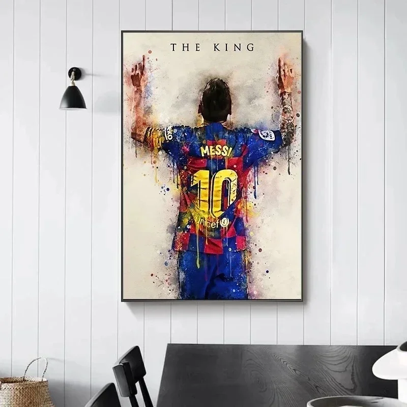 Messi Football Star Poster, Decorative Painting, Canvas Painting Modern Home Wall Art, Gér Soumis Room Decor, Aesthetic - view 2