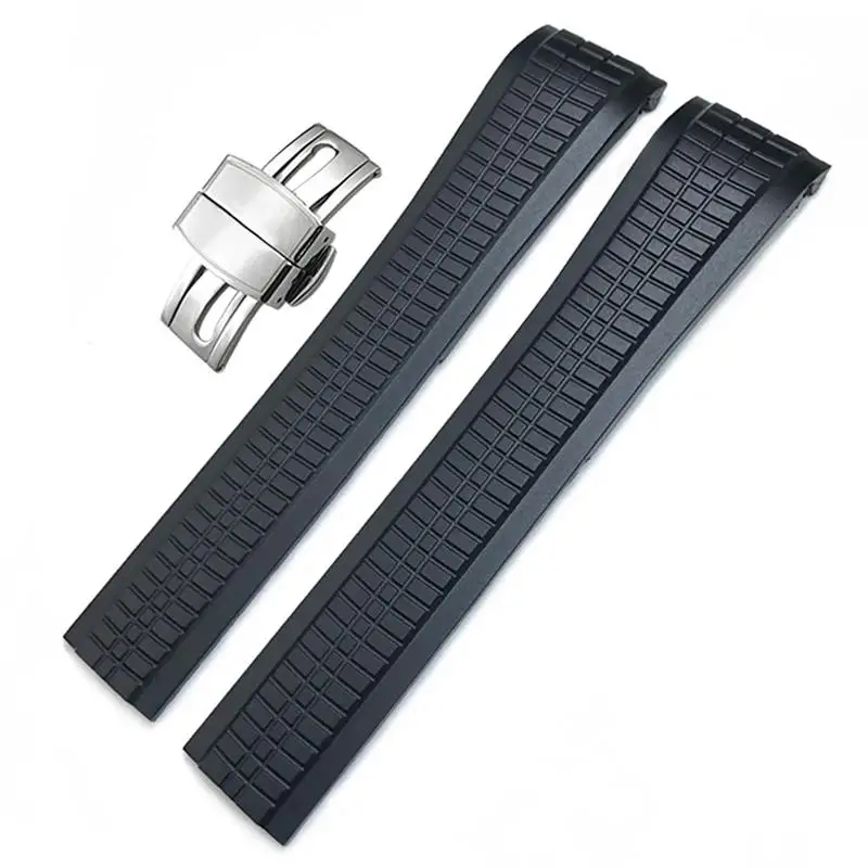 

SCHIK For Patek Aquanaut Philippe Strap 5164A 5167A Black Blue Soft Rubber Curved End Bracelets 21mm Watchbands