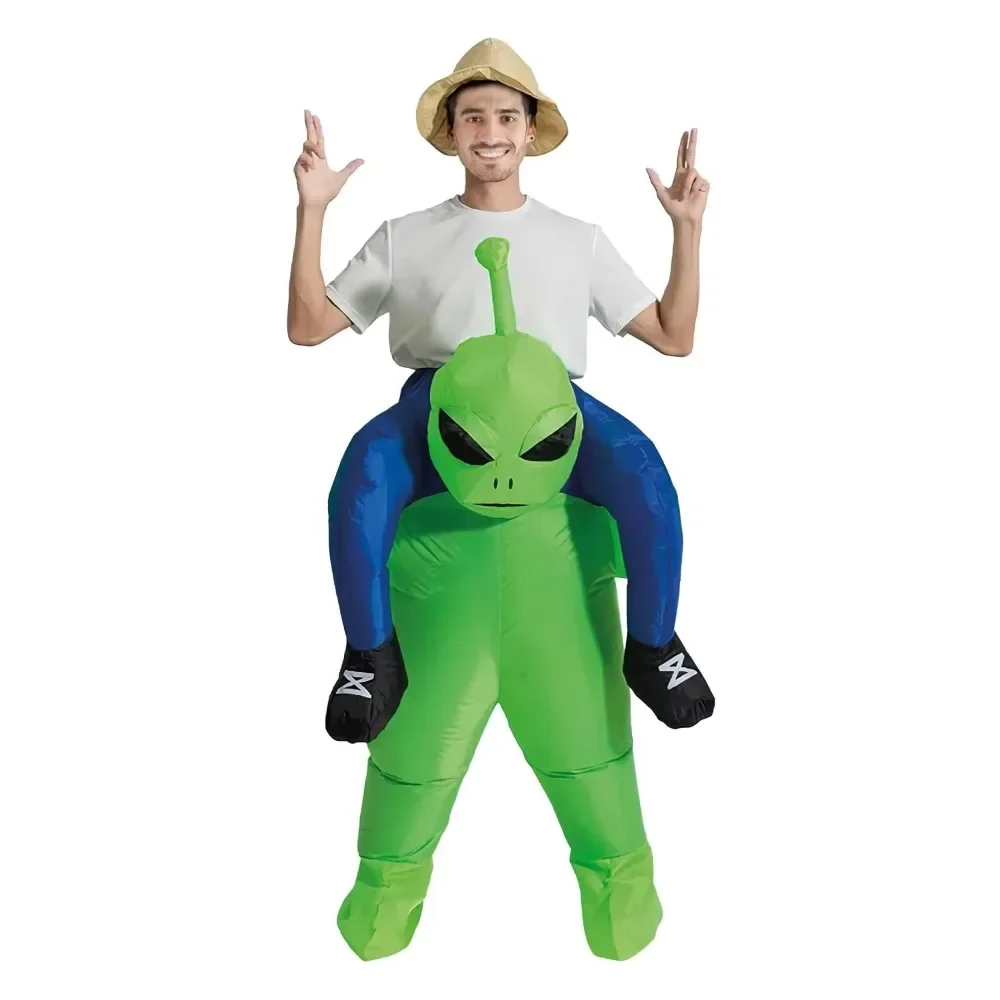 Disfraz inflable de alienígena para hombres y mujeres, con diseño de soplador incorporado, un divertido atuendo de figura alienígena, ideal para fiestas de Halloween, carnavales, espectáculos y eventos temáticos.