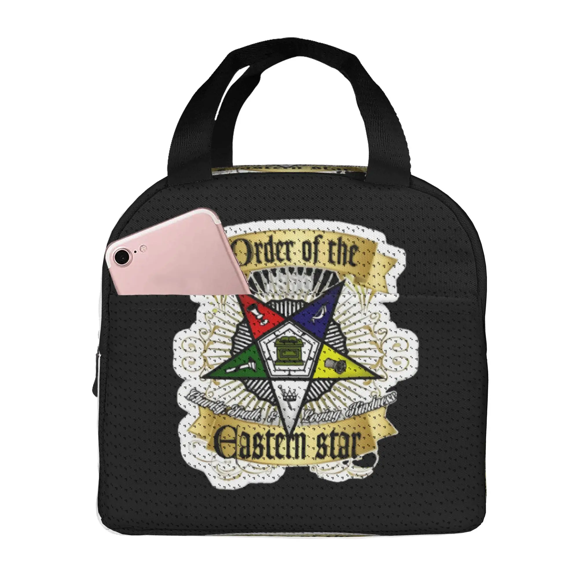 Oes Order of the Eastern Stars Portable Lunch Boxes Women Multifunction  Thermal Cooler Food Insulated Lunch Bag School