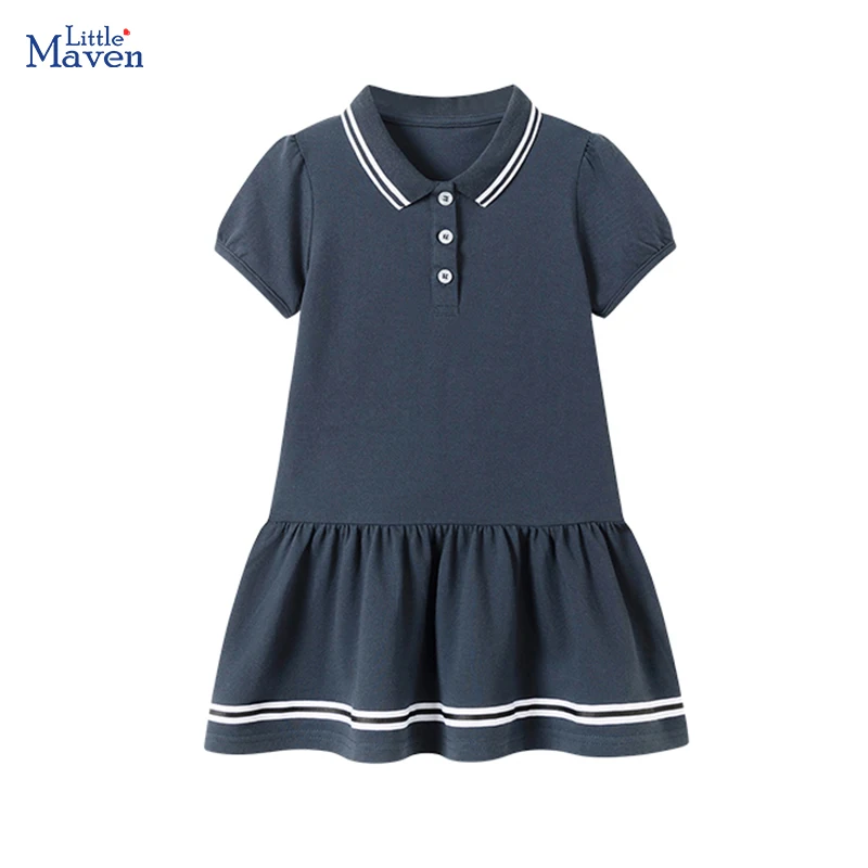 Little Maven Kinderkleidung 2026 Neue Sommerkollektion für Babys und Schulmädchen, Baumwoll-Freizeitkleider im Polo-Stil, Geburtstagsgeschenke