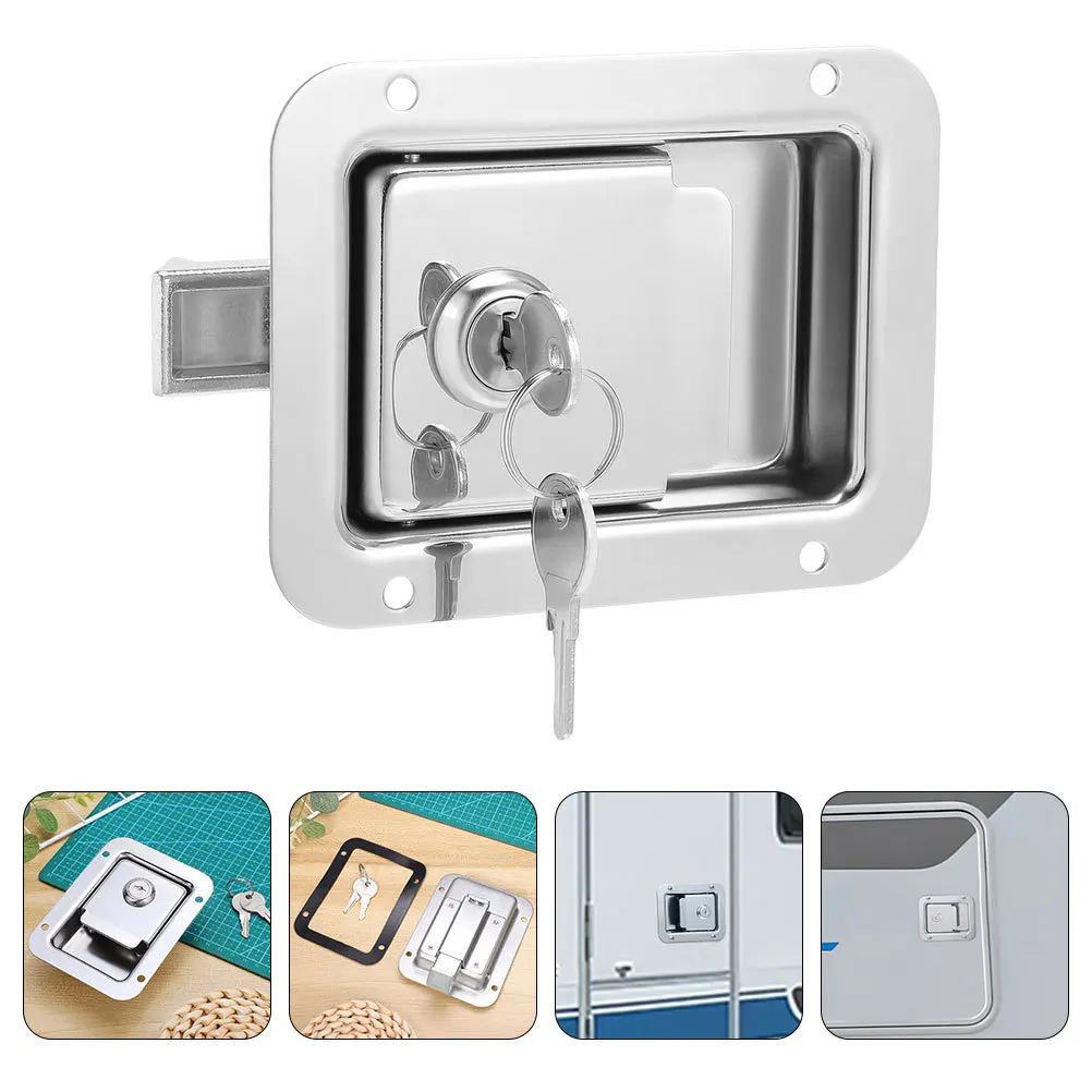 

2Pcs Stainless Steel Flush Mount Trailer Panel Lock Paddle Handle for Toolbox Rv Door Heavy Duty Replacement Lock for