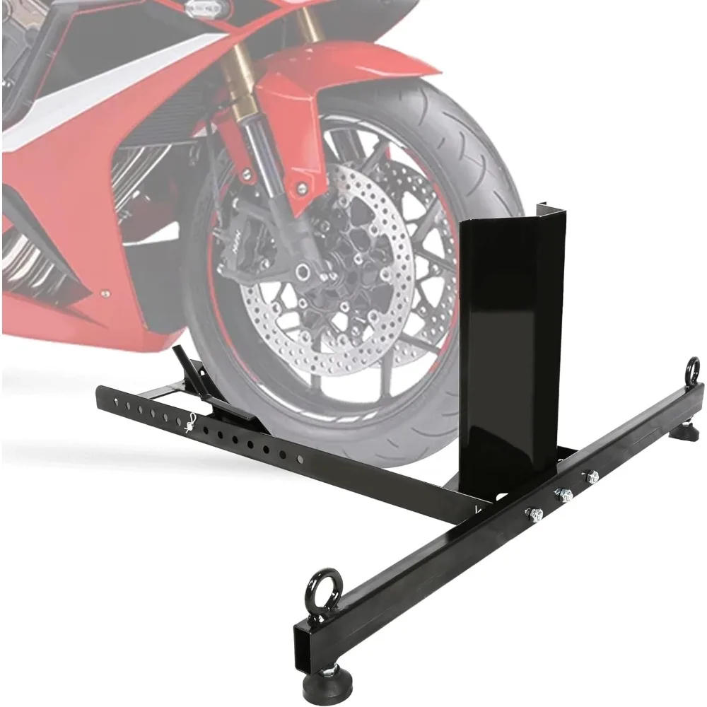 

Adjustable Motorcycle Front Tire Stand Chock, 1800lb Capacity for Trailer Truck Garage, Fits 15"-22" Wheels