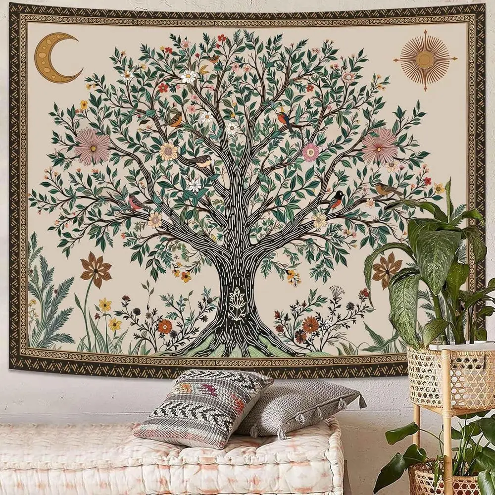 

Spenlie Tree o Lie Tapestry, sical loral Tapestries or Bedroom, Cottagecore Wall Decor, Nature Tapestries (90" x 70")