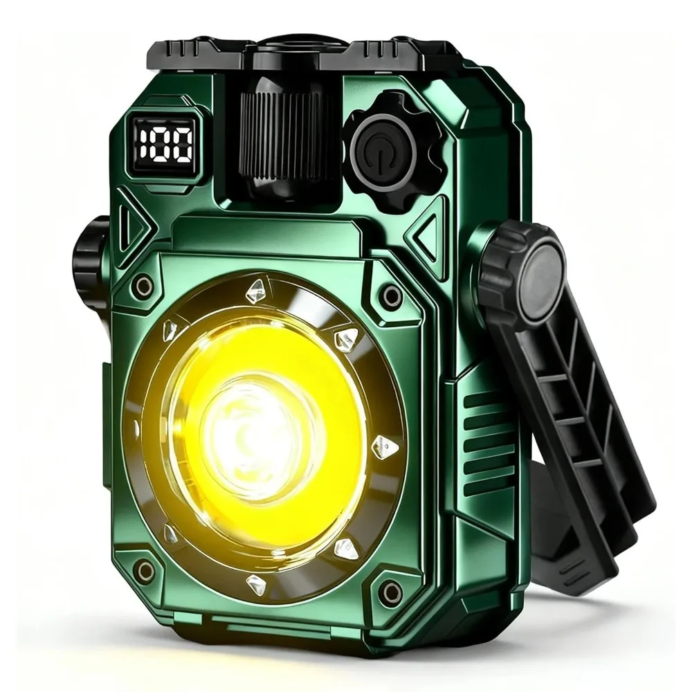 Solar‑USB Dual‑charge COB Camping Work Light Magnetic Attraction Digital Display Torch for Outdoor Camping Repair Emergency Use
