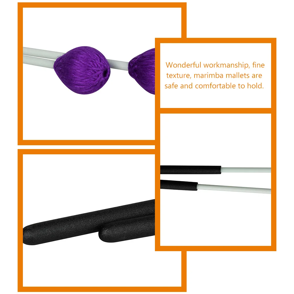 

Marimba Mallets Wood Handle Bright Yarn Heads Durable Percussion Sticks for Beginner Musical Instrument Accessories