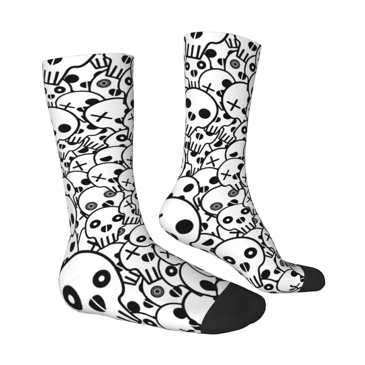 Funny Crazy Sock for Men Pile Hip Hop Vintage Skull Happy Pattern Printed Boys Crew Sock Novelty Gift