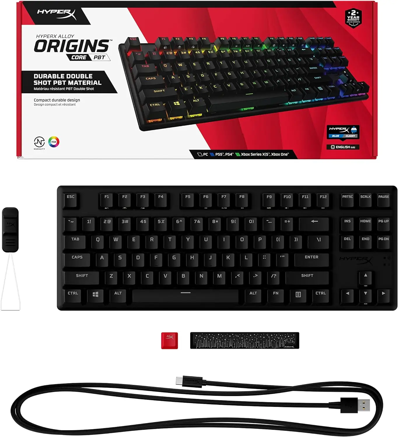 For Hyper X Alloy Origins Core PBT TKL Mechanical Gaming 87 keys Keyboard