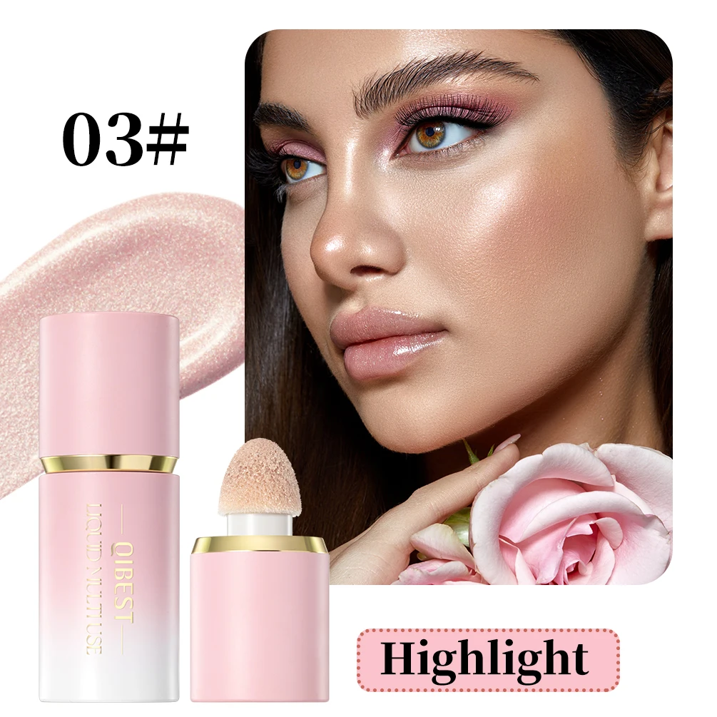 Qibest Liquid Contouring Makeup Contours Brightens Skin Tone Breathes and Enhances Facial Three-Dimensional Blusher Highlighter